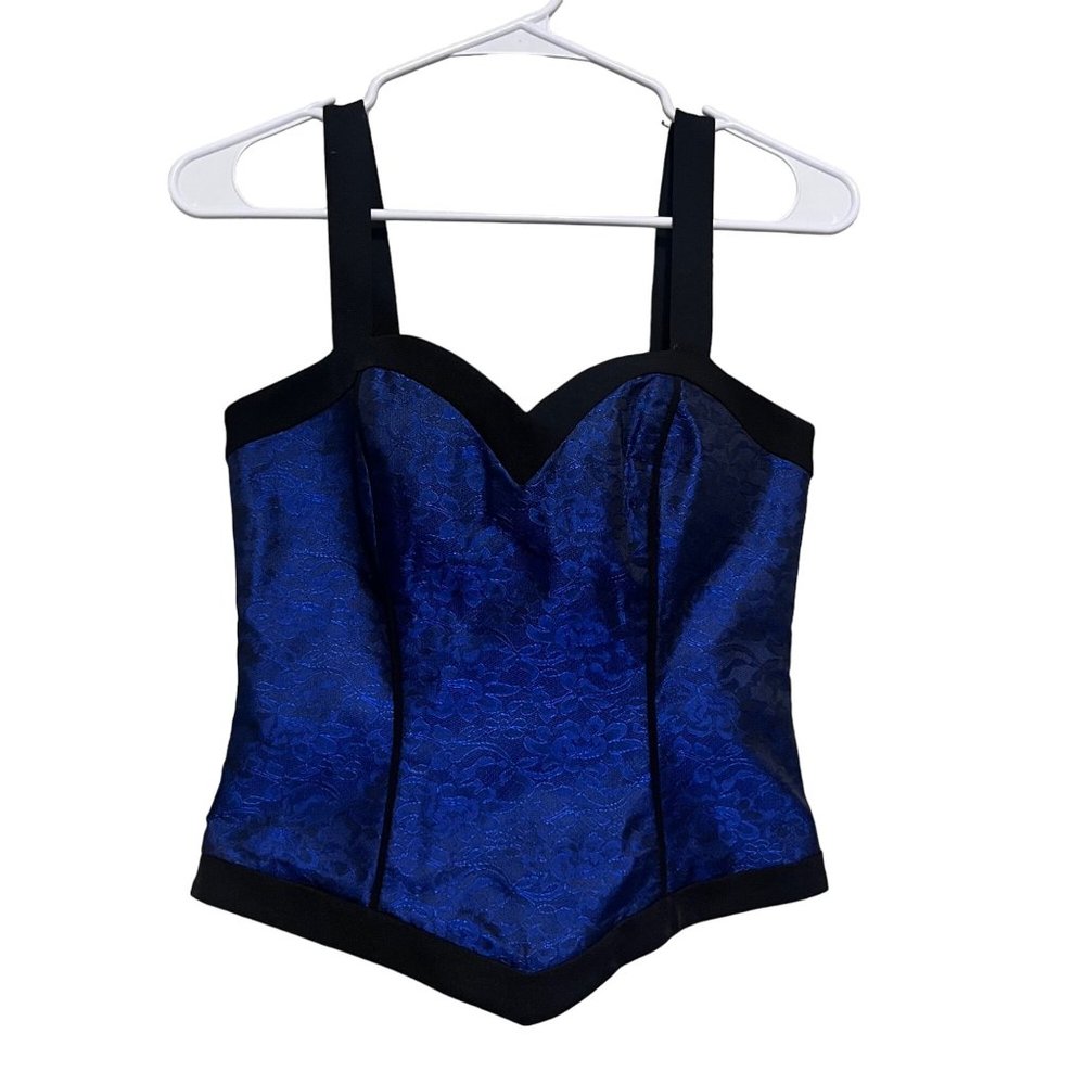 Doc and Amelia Vintage Couture Royal Blue and‎ Black Corset Bustier  Size 0B